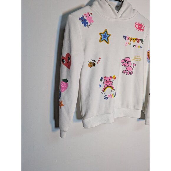 Lola & The Boys Colorful Hoodie White The World Is Beautiful Print, Size 10 - Picture 3 of 9